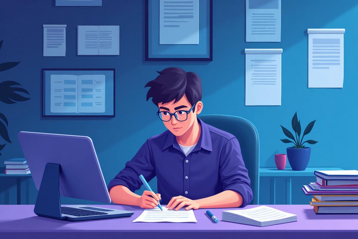 Student writing with heypaperhero interface